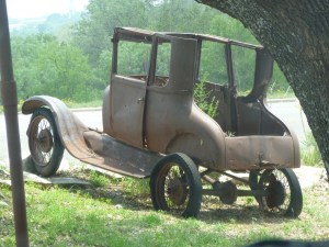Really old car, or just the frame, in Llano, Texas