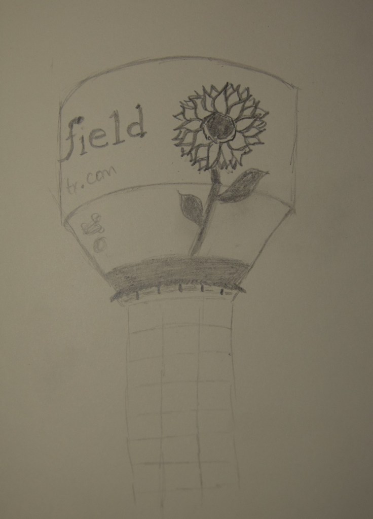 Sketch of Sunfield water tower