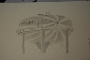 Sketch of Luling's Watermelon Water Tower