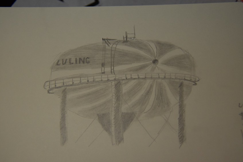 Sketch of Luling's Watermelon Water Tower