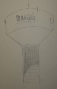 Sketch of Cabela's water tower in Buda, Texas