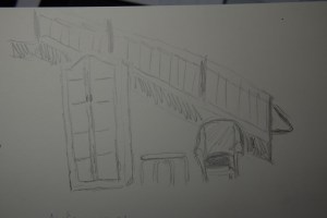 Sketch of the library lobby