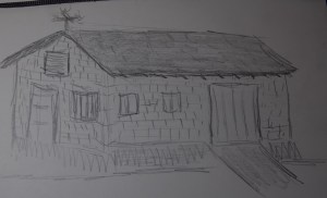 Sketch of a brick garage in Giddings