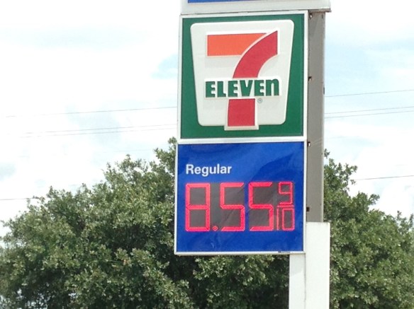 Posted gas price of $8.55 per gallon