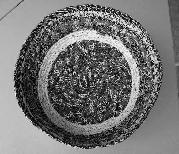 A red, black, and white bowl I made for Shelly. 