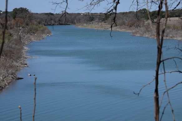 The North San Gabriel River. It flows into Lake Georgetown.