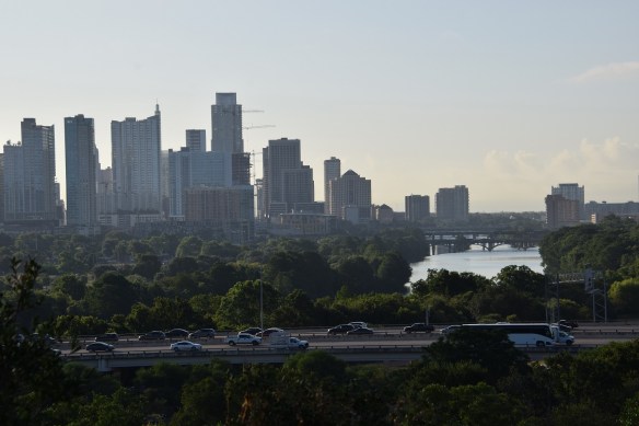 The Austin skyline, looking east on a hazy morning