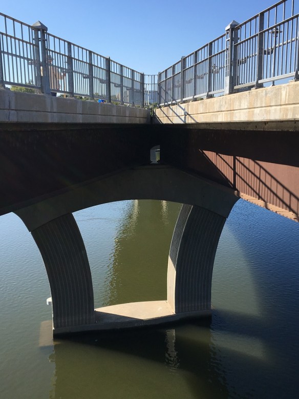 The pedestrian bridge across Lady Bird Lake.